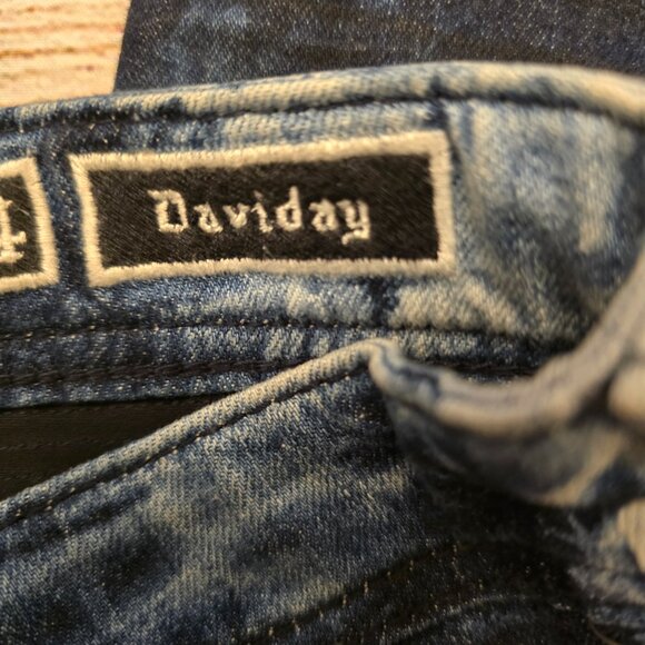 Rock Revival Moto Daviday Jeans Men's Destruction Blue Tie Dye Zippers Stretch - Picture 12 of 16